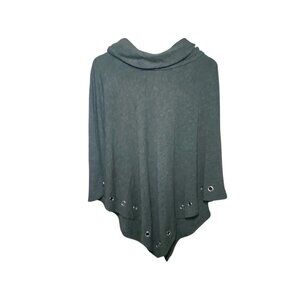 Belldini Charcoal Gray Poncho Wrap Grommet Detail Polyester Blend Size L/XL